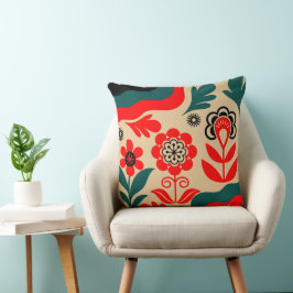 Boho Abstract Flower Wall Art クッション