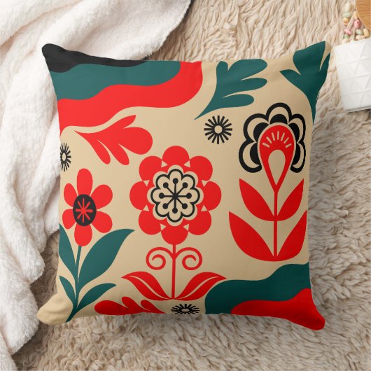 Boho Abstract Flower Wall Art クッション (ブランケット)