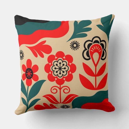 Boho Abstract Flower Wall Art クッション (裏面)