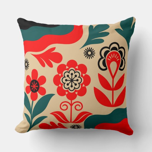 Boho Abstract Flower Wall Art クッション (正面)