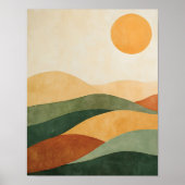 Boho Abstract Landscape Earth Tone Desert ポスター (正面)