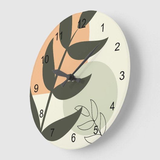 Boho Abstract Leaf Wall Clock ラージ壁時計 (傾斜)