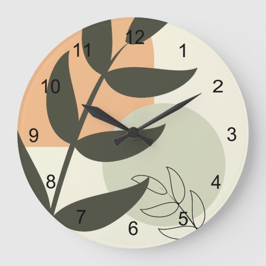 Boho Abstract Leaf Wall Clock ラージ壁時計 (正面)