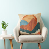 Boho Abstract Mountain Landscape with Sun クッション (椅子)
