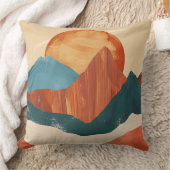 Boho Abstract Mountain Landscape with Sun クッション (ブランケット)