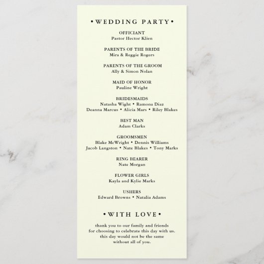 Boho Abstract Orange Garden Wedding プログラム (裏面)