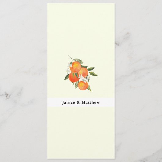 Boho Abstract Orange Garden Wedding メニュー (裏面)