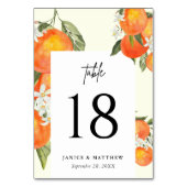 Boho Abstract Orange Garden Wedding Seating テーブルナンバー (正面)