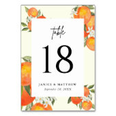 Boho Abstract Orange Garden Wedding Seating テーブルナンバー (正面)