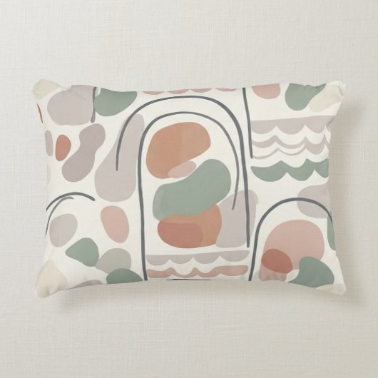 Boho Abstract Organic Shape Pillow - Earthy  アクセントクッション (正面)