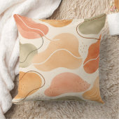 Boho Abstract Organic Shape Pillow - Earthy クッション (ブランケット)
