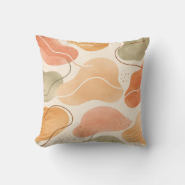 Boho Abstract Organic Shape Pillow - Earthy Terrac クッション