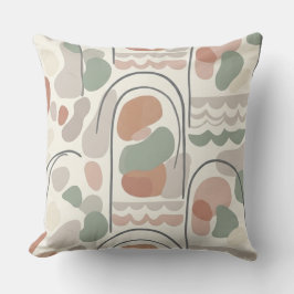 Boho Abstract Organic Shape Pillow - Earthy Terrac クッション