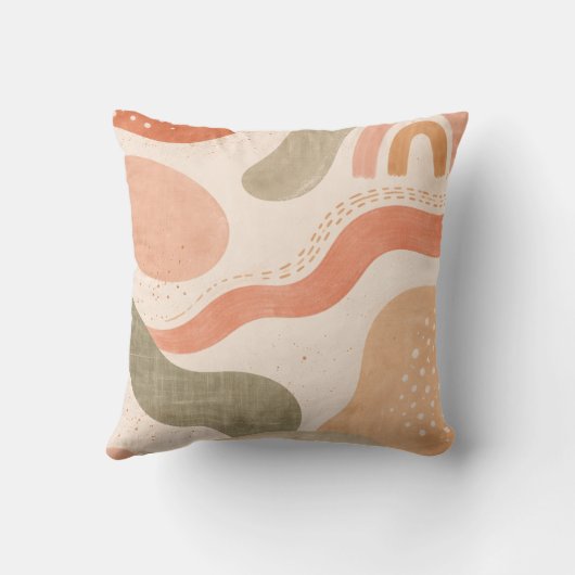 Boho Abstract Organic Shape Pillow - Earthy Terrac クッション (裏面)