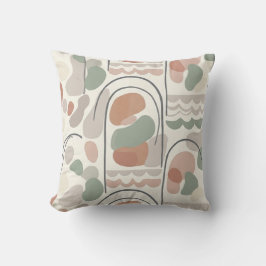 Boho Abstract Organic Shape Pillow - Earthy Terrac クッション