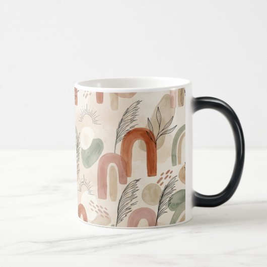 Boho Abstract Pillow & Mug - Terracotta Sage Neutr モーフィングマグカップ (右)