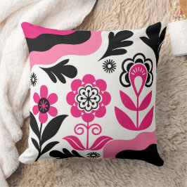 Boho Abstract Pink Flower Art クッション