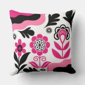 Boho Abstract Pink Flower Art クッション (裏面)