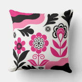Boho Abstract Pink Flower Art クッション (正面)