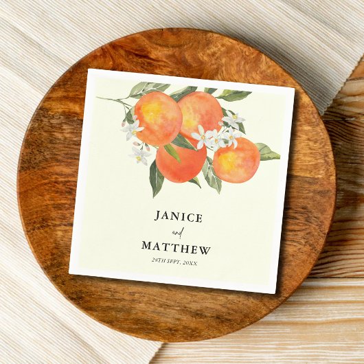 Boho Abstract Sketchy Orange Garden Wedding スタンダードカクテルナプキン