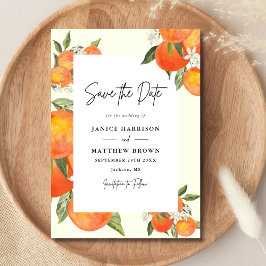 Boho Abstract Sketchy Orange Garden Wedding セーブザデート