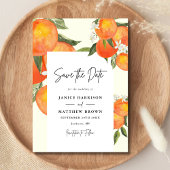Boho Abstract Sketchy Orange Garden Wedding セーブザデート