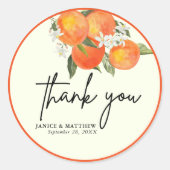 Boho Abstract Sketchy Orange Garden Wedding ラウンドシール (正面)