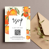 Boho Abstract Sketchy Orange Garden Wedding 出欠カード