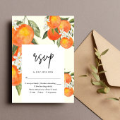 Boho Abstract Sketchy Orange Garden Wedding 出欠カード