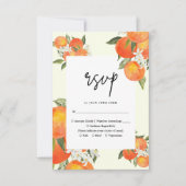 Boho Abstract Sketchy Orange Garden Wedding 出欠カード (正面)
