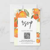 Boho Abstract Sketchy Orange Garden Wedding 出欠カード (正面)