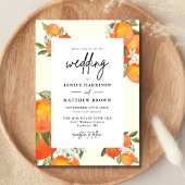 Boho Abstract Sketchy Orange Garden Wedding 招待状