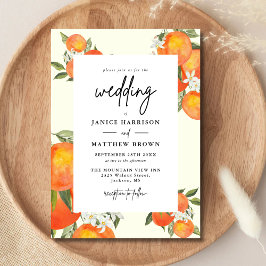 Boho Abstract Sketchy Orange Garden Wedding 招待状