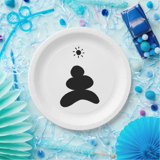 Boho abstract Stone and Sun ペーパープレート (パーティー)