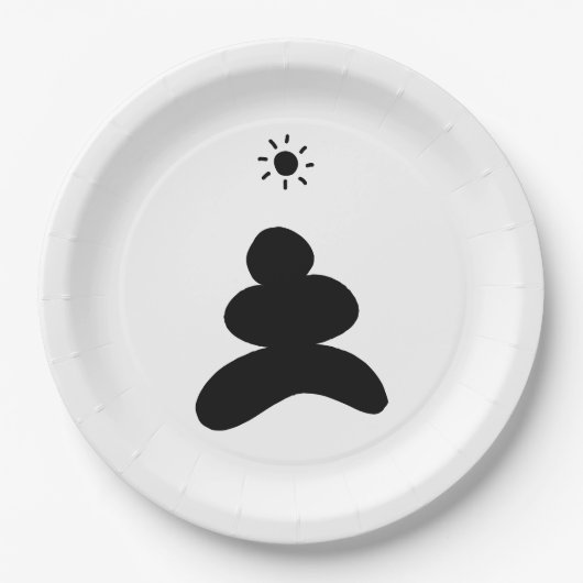 Boho abstract Stone and Sun ペーパープレート (正面)