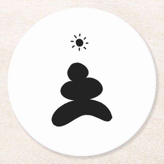 Boho abstract Stone and Sun ラウンドペーパーコースター (正面)