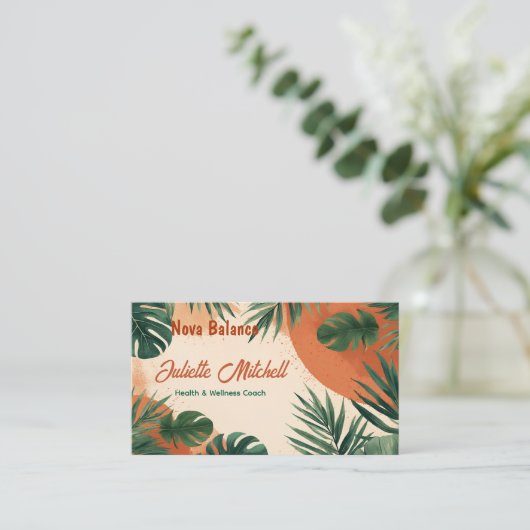 Boho Abstract Terracotta Tropical Business Card 名刺 (スタンド正面)
