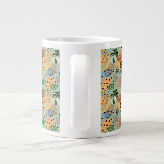 boho abstract tropical pattern -minimal leaf desig ジャンボコーヒーマグカップ (裏面)