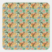 boho abstract tropical pattern -minimal leaf desig スクエアシール (正面)