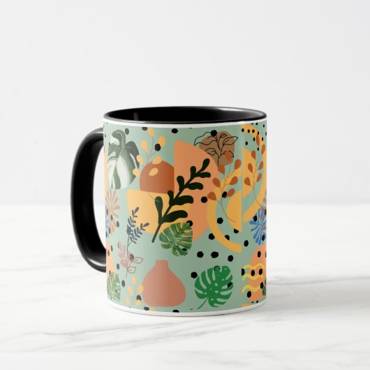 boho abstract tropical pattern -minimal leaf desig マグカップ (正面左)