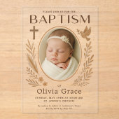 Boho Acrylic Baptism招待状with Photo and Dov アクリル招待状 (正面)
