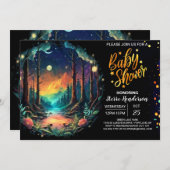 Boho Adventureがウッドランドベビーシャワーを待つ 招待状 (正面/裏面)