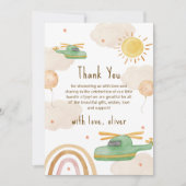 Boho Adventure Helicopter Airplane Baby Shower サンキューカード (正面)
