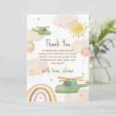 Boho Adventure Helicopter Airplane Baby Shower サンキューカード (スタンド正面)