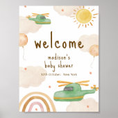 Boho Adventure Helicopter Baby Shower Welcome  ポスター (正面)