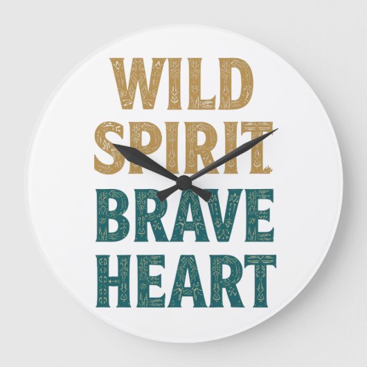 Boho Adventure Wild Spirit Brave Heart ラージ壁時計 (正面)