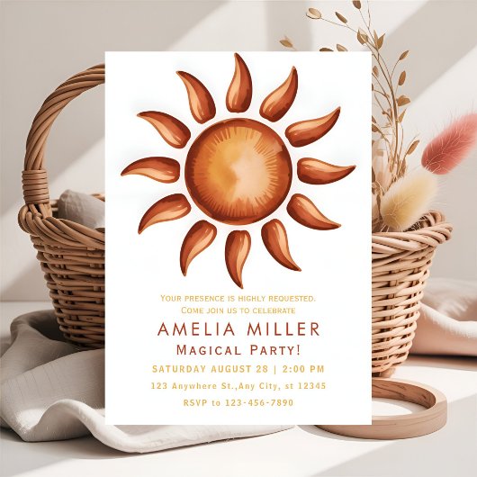 Boho Aesthetic Rainbow Party 招待状