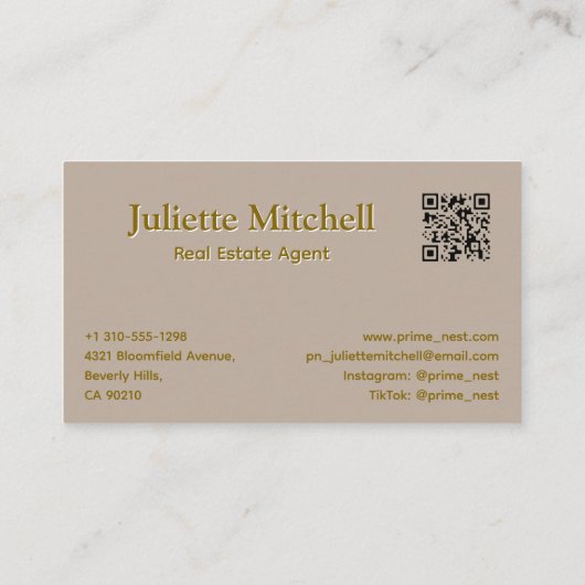 Boho Aesthetic Real Estate Agent Business Card 名刺 (裏面)