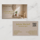 Boho Aesthetic Real Estate Agent Business Card 名刺 (正面/裏面)
