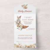 Boho All 男女兼用in One Baby Shower招待状 オールインワン招待状 (内側)